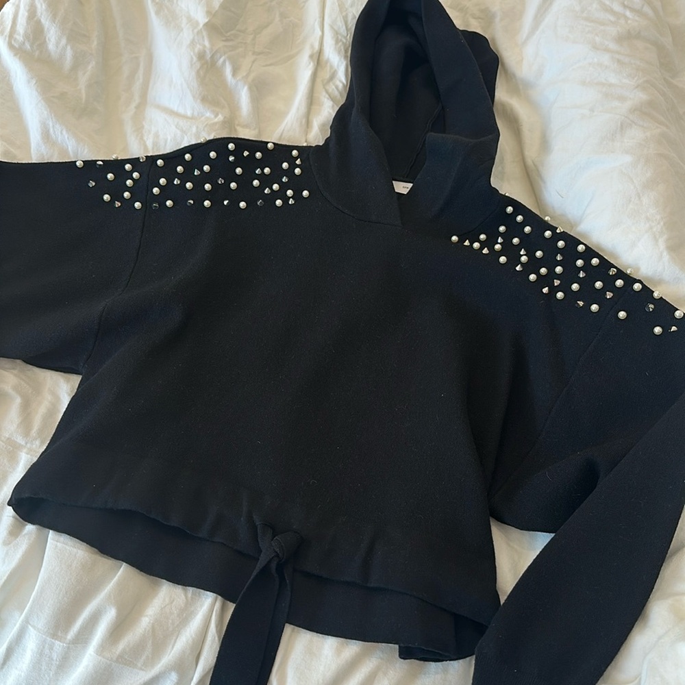 Zara Hoodie with Pearl and Spike Shoulders